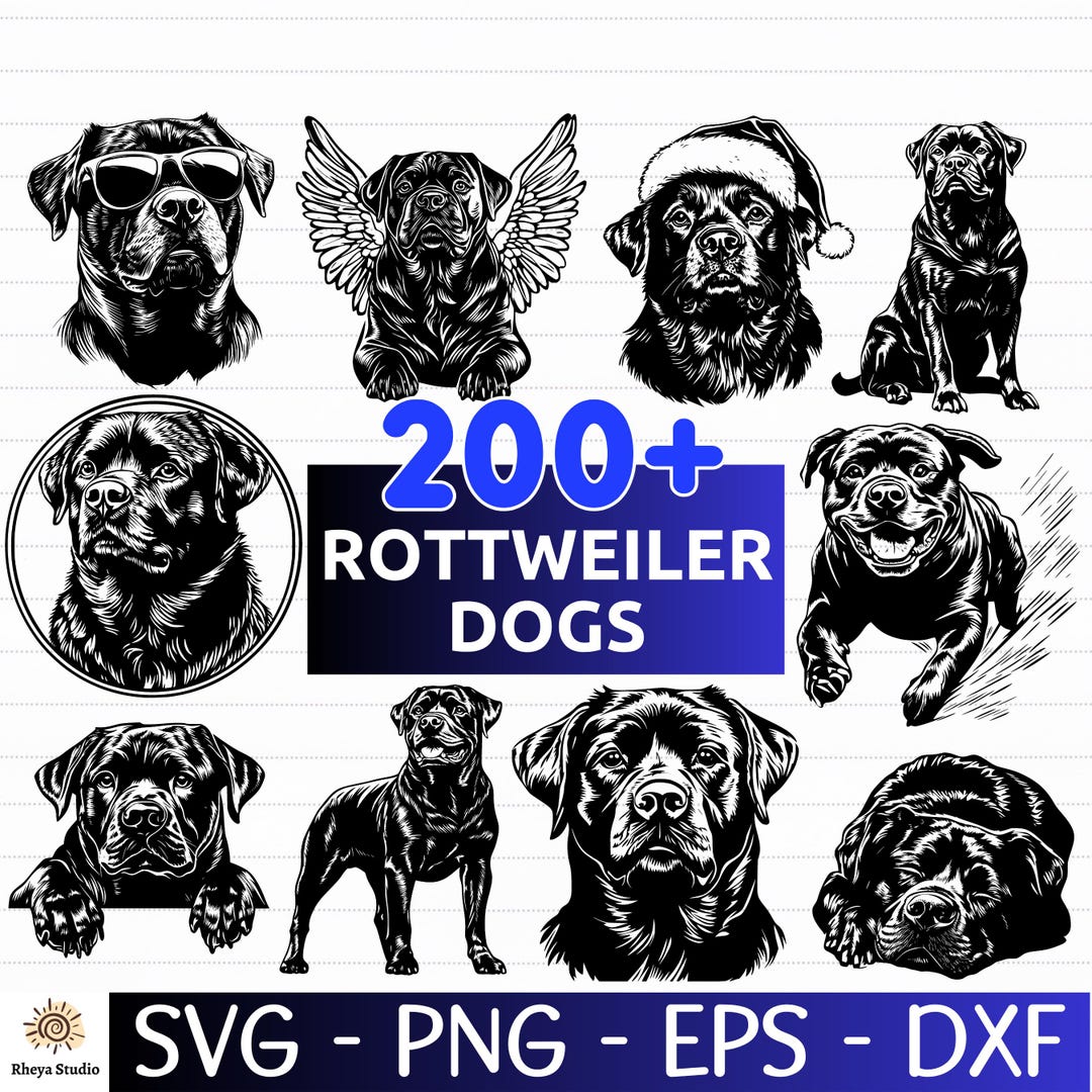 200+ Rottweiler Dog SVG Bundle, Dog Breed Vector, Dog Vector, Dog SVG ...