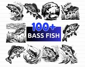 100+ Bass Fish SVG Bundle | Fishing SVG, Bass Silhouettes, Angler Designs for Cricut (svg png eps dxf)