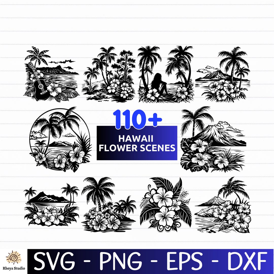 110+ Hawaii Flower Scenes SVG Bundle | Tropical Floral SVG, Hawaiian ...