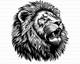 Lion Head SVG, Lion SVG, Lion Vector, Lion Silhouette - digital download svg, dxf, png, pdf, svg files for cricut, Laser Engraving