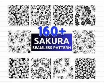 160+ Sakura Blumen Musterdesign SVG Bundle | Kirschblüte, sich wiederholende Designs und Blumenmuster für Cricut / Gravur (svg png eps dxf)