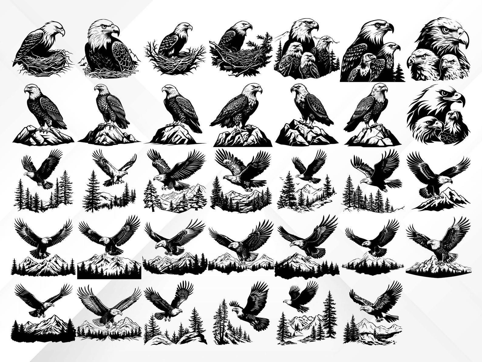 130 Bald Eagle SVG Bundle | American Eagle Silhouettes and Clipart ...