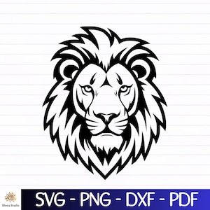 ライオンヘッド svg、ライオン svg、ライオン ベクター - デジタル ダウンロード svg、dxf、png、pdf、svg ファイル、cricut、レーザー彫刻用