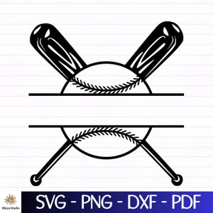 Baseball Split Monogram SVG: Bat & Stitch Design (Digital Download)