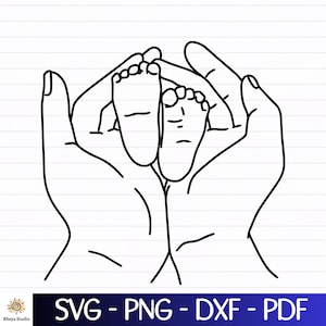 Baby Füße in Mamas Hände svg, Baby Füße svg, Baby Love svg - digitaler Download svg, dxf, png, pdf, svg-Dateien für Cricut, Clipart