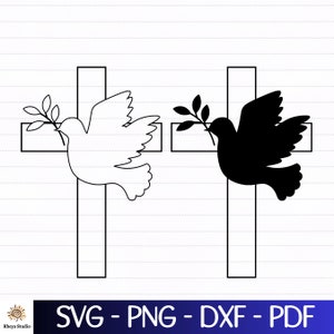 Dove and Cross svg, Dove Cross Bundle, Dove svg, Cross svg, Cross png - digital download svg,dxf,png,pdf,svg files for cricut