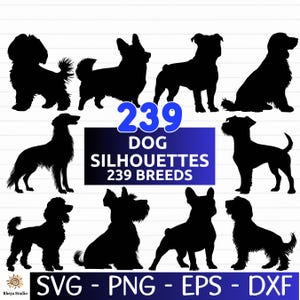 239 Dog Silhouettes SVG Bundle | 239 Dog Breed Collection | Dog Clipart | Digital Download| SVG Files for Cricut | svg, dxf, png, eps