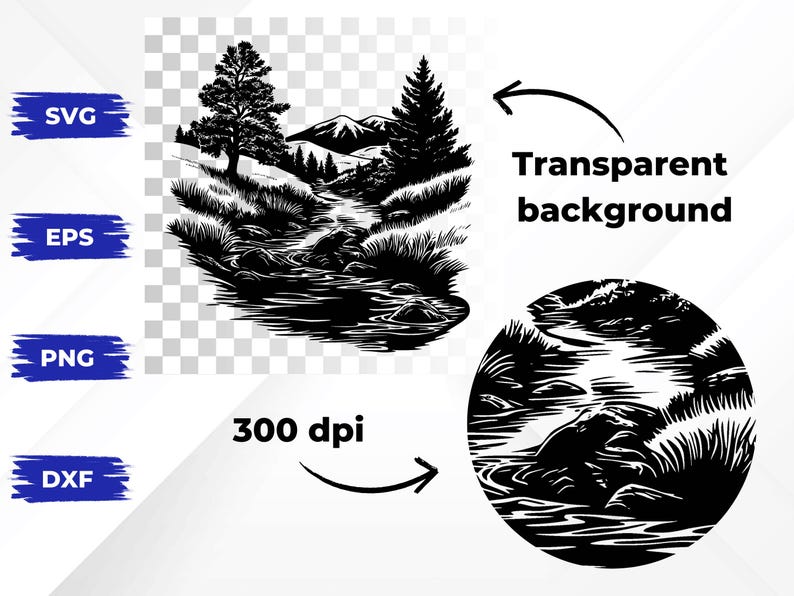 Stream With Rocks Svg 200 River Scene SVG Bundle, River Vector, Forest Landscape SVG ...