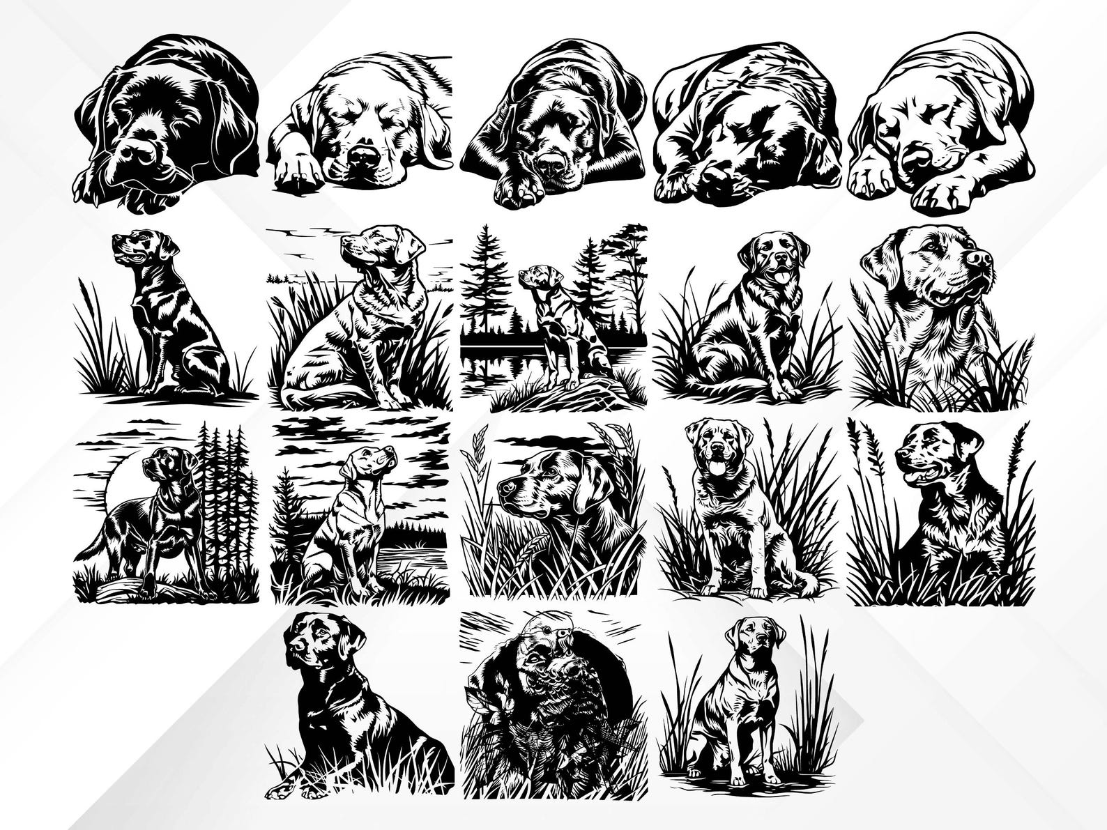 207 Labrador Retriever SVG Bundle | Hunting Dog Silhouettes & Clipart ...