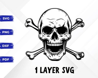 Skull and Crossbones SVG - Instant Digital Download Including Dxf