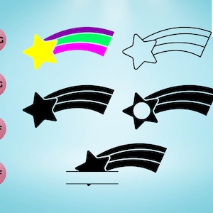 Shooting Star svg, Star Silhouette, Stars svg Bundle, Celestial svg - digital download svg, dxf, png, pdf, svg files for cricut, clipart