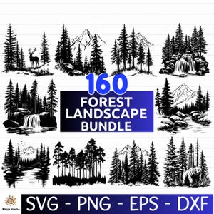 160 Forest SVG Bundle | Tree & Mountain Clipart, Wilderness Landscape Cut Files | Nature SVG Bundle | Digital Download svg, png, dxf, png