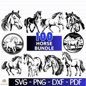 100 Pferde SVG Bundle, Pferde Clipart, Pferde Silhouette - digitaler Download svg, dxf, png, pdf, svg-Dateien für Cricut