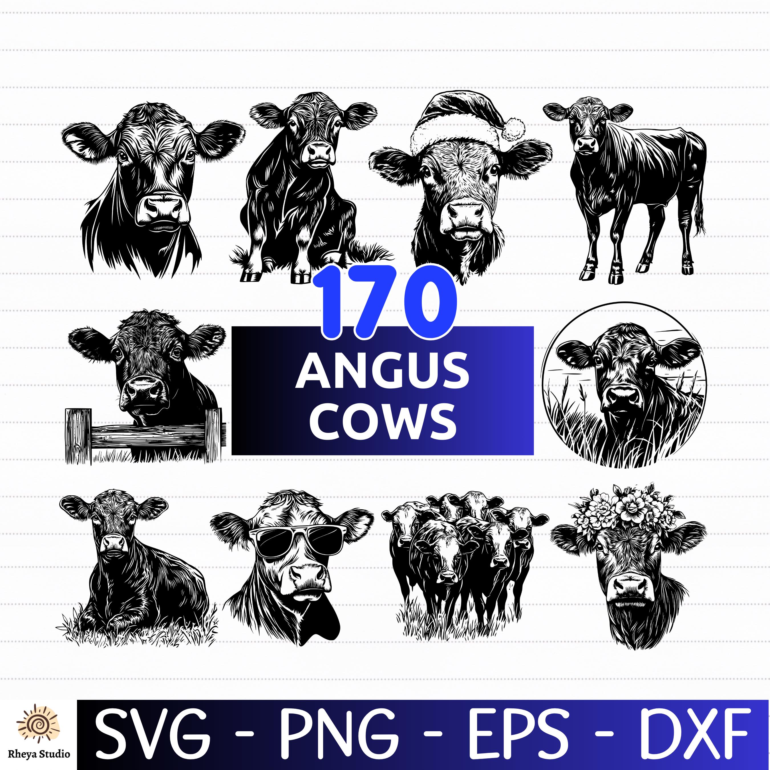170+ Angus Cows SVG Bundle | Farm Animal Clipart, Cattle Silhouettes ...