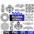 500+ Filigree Scroll SVG Bundle, Vintage Flourish Ornaments & Decorative Borders - digital download svg, png, eps, dxf, svg files for Cricut