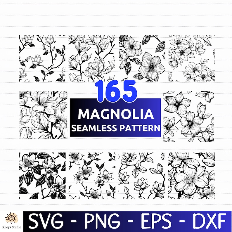 Magnolia Pattern 165 Magnolia Seamless Pattern SVG Bundle | Floral Designs & Botanical ...