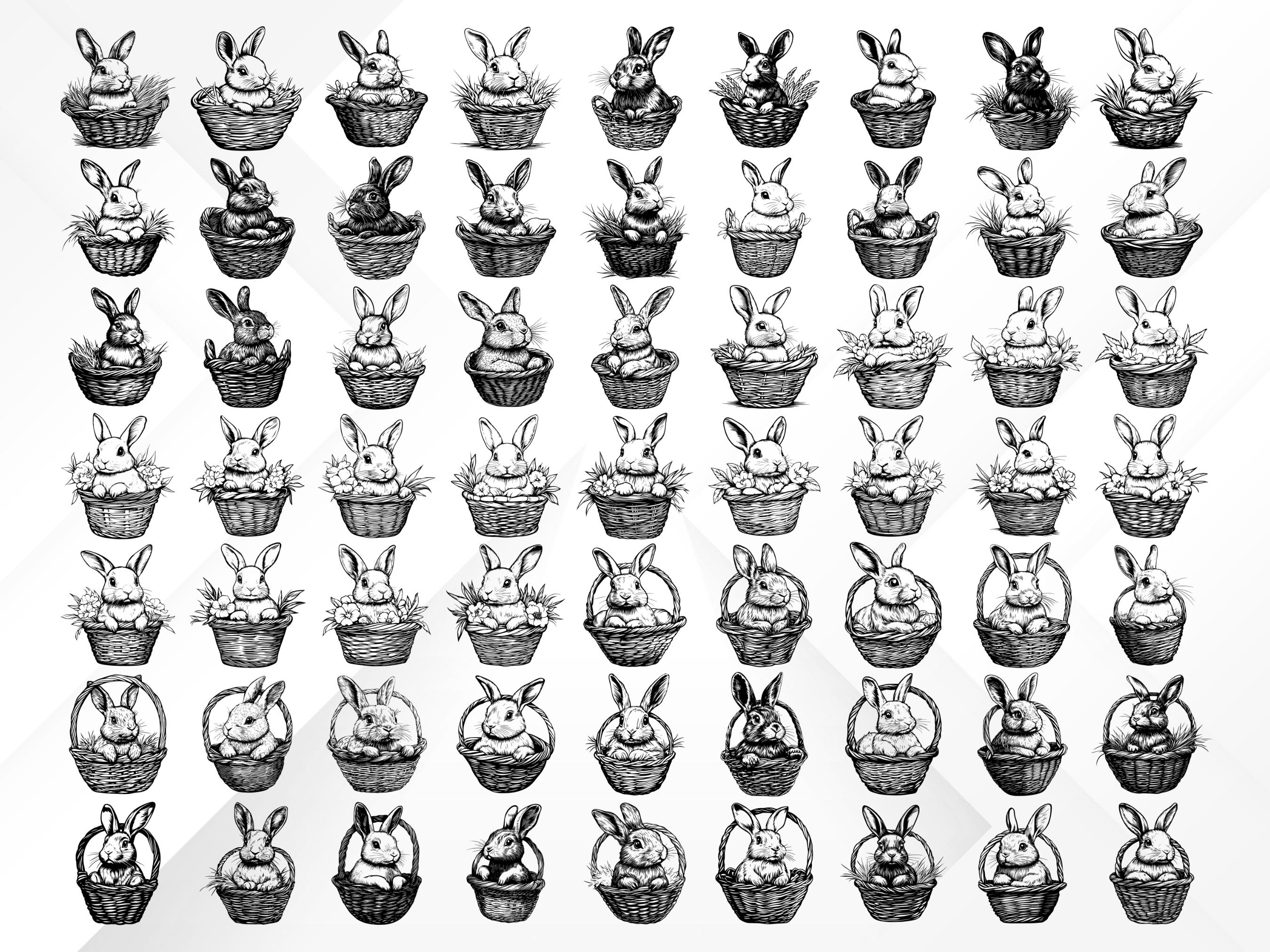 100+ Bunnies in a Basket SVG Bundle | Easter Bunny Clipart, Cute Spring ...