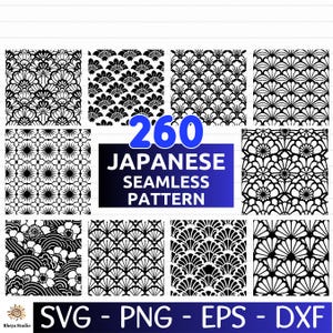 260 Japanese Seamless Pattern SVG Bundle, Geometric Pattern - digital download svg, png, dxf, eps, svg files for Cricut
