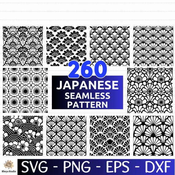 260 Japanese Seamless Pattern SVG Bundle, Geometric Pattern - digital download svg, png, dxf, eps, svg files for Cricut