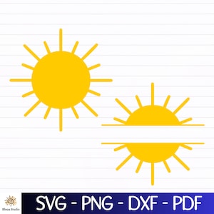 Sol svg, Delad solmonogram svg, Delad sol svg - digital nedladdning svg, dxf, png, pdf, sol clipart, solstrålar svg