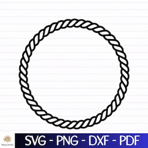May include: Black and white rope circle frame. This design is perfect for crafting projects, scrapbooking, and digital design.