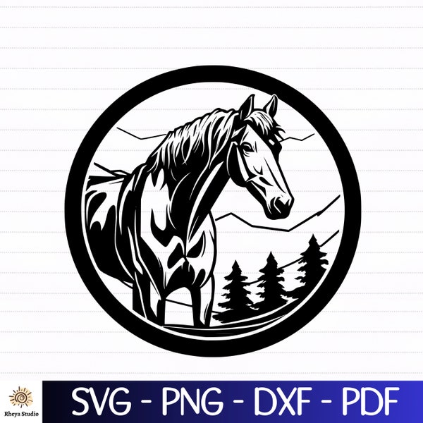 Horse svg, Horse Circle Frame svg - digital download svg, dxf, png, pdf, svg files for cricut