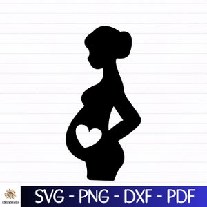 Sylwetka kobiety w ciąży Svg, projekt ciąży - natychmiastowe pobieranie cyfrowe, w tym pliki dxf, png, pdf, pliki dla Cricut - grawerowanie laserowe