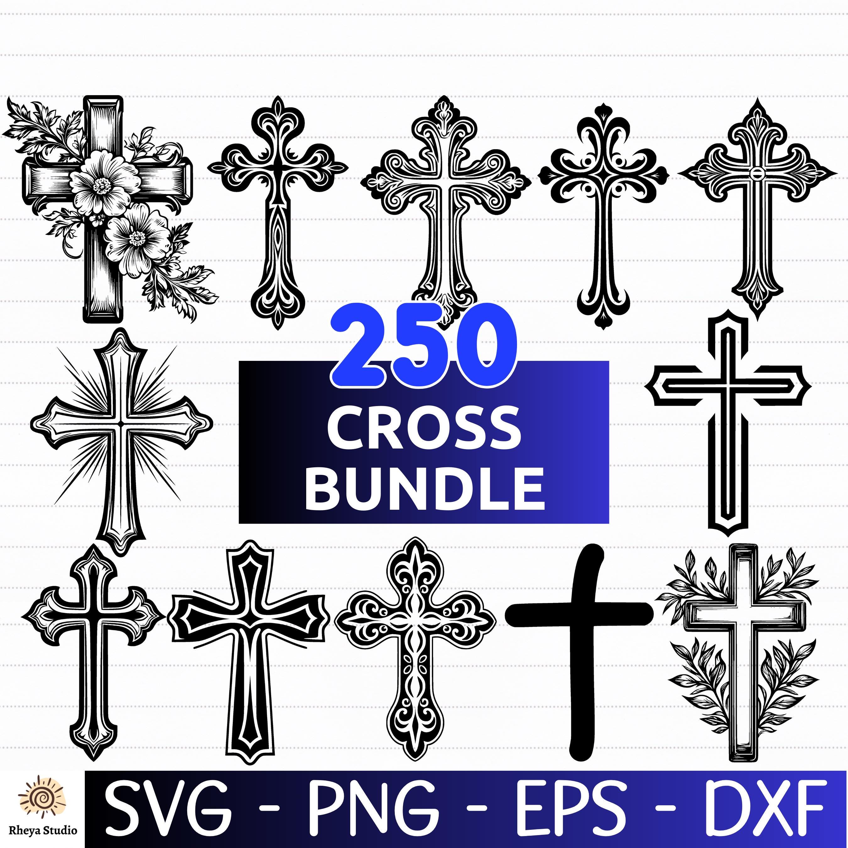 Paquete de 250 cruces SVG, paquete de cruces cristianas, vectores de cruces, imágenes prediseñadas de cruces, siluetas de cruces (descarga digital en SVG, PNG, DXF y EPS)