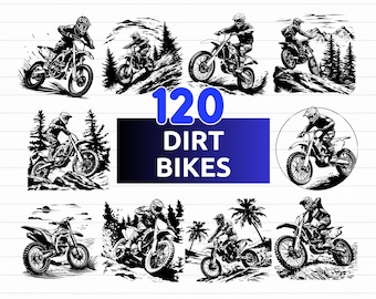 120 Dirt Bike SVG Bundle | Motocross svg png eps dxf | Cricut and Silhouette Cut Files | Extreme Sports Clipart for Crafts |Motorcycle Rider