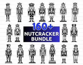 Pakiet ponad 160 plików SVG z Dziadkiem do Orzechów | Świąteczne Kliparty z Dziadkiem do Orzechów | Sylwetki i Wzory Świąteczne, Pobieranie Cyfrowe Pliki PNG, DXF, EPS, SVG dla Cricut