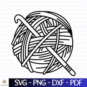 Yarn Ball svg, Crochet svg, Knitting svg - digital download svg, dxf, png, pdf, svg files for cricut