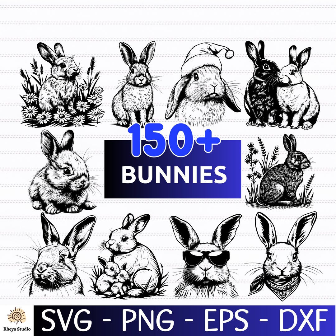 150+ Bunnies SVG Bundle | Cute Rabbit Clipart, Easter Bunny Designs ...