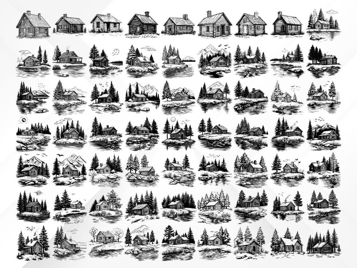 160+ Rustic Wooden Cabin SVG Bundle | Forest & Nature Svg Png Eps Dxf ...