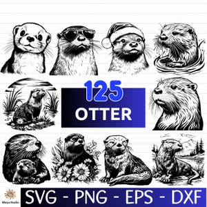 125 Otter SVG Bundle, Otter Clipart, Otter PNG, Otter Vector, Otter Silhouette - digital download svg, eps, png, svg files for cricut