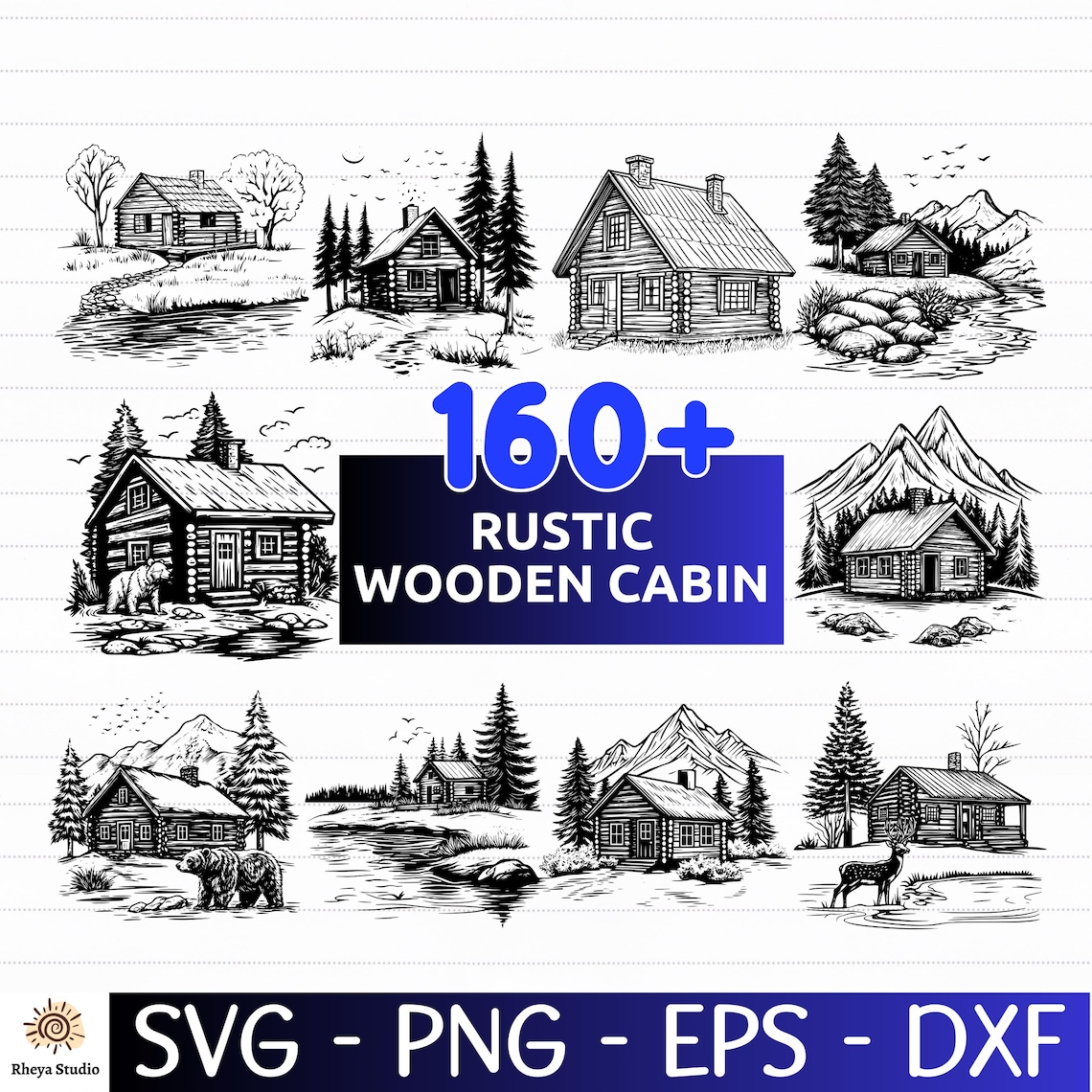 160+ Rustic Wooden Cabin SVG Bundle | Forest & Nature Svg Png Eps Dxf ...