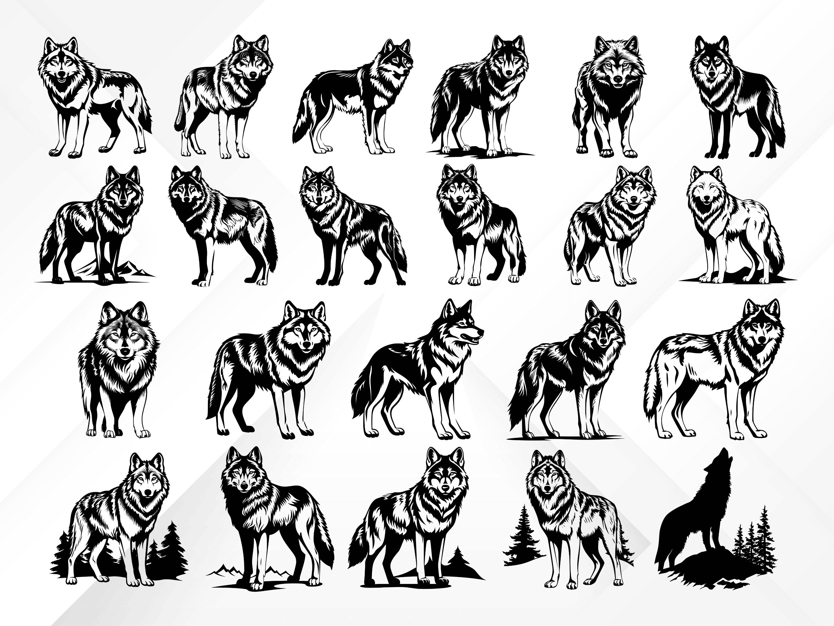 110 Wolf SVG Bundle, Wolf Clipart, Wolf Vector, Wolf PNG - Digital ...