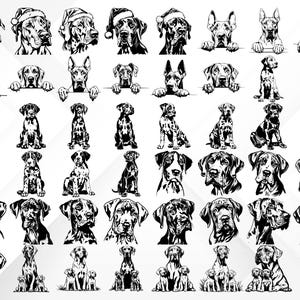 Puede incluir: Una colecci&oacute;n de ilustraciones en blanco y negro de perros en varias poses, incluyendo sentados, de pie y acostados. Algunos perros llevan sombreros. Las ilustraciones son perfectas para usar en manualidades digitales o f&iacute;sicas.