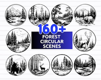 160+ Forest Circular Scenes SVG Bundle | Nature Landscape svg png eps dxf | Cricut & Silhouette Cut Files | Wilderness and Outdoor Clipart