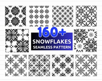 160+ Snowflakes Seamless Pattern SVG Bundle | Winter Digital Papers svg png eps dxf for Cricut & Silhouette Crafts