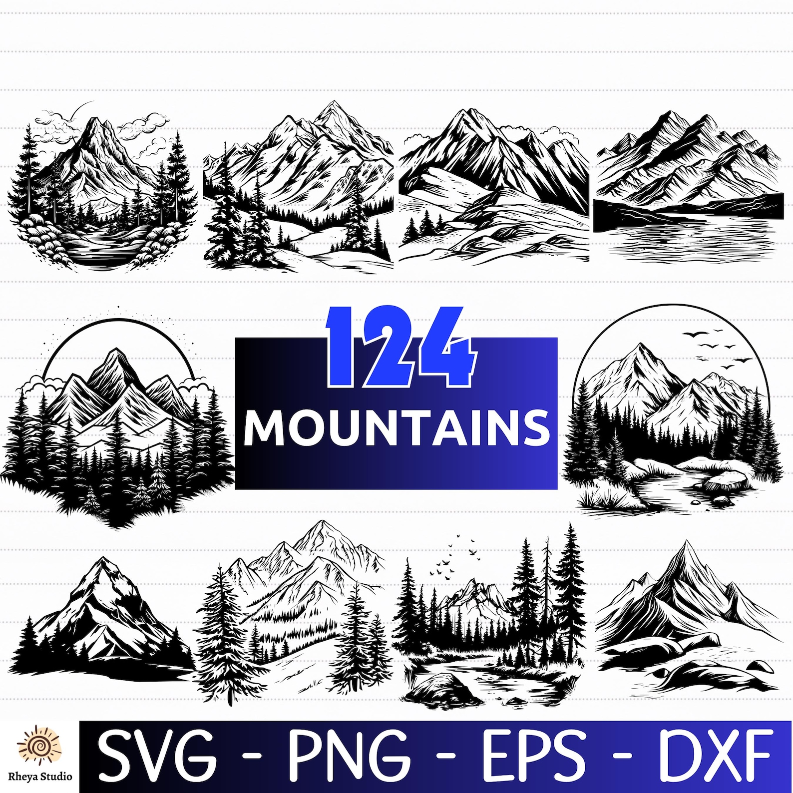 124 Mountain SVG Bundle | Nature Landscape Cut Files, Mountain ...