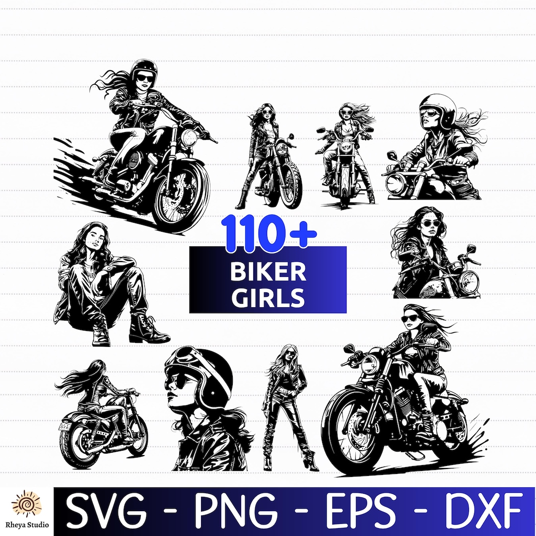 Lady Motorcycle Rider Svg 110+ Biker Girl SVG Bundle | Motorcycle Girl SVG, Women Rider Designs ...