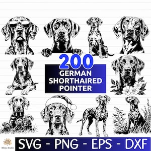200 German Shorthaired Pointer SVG Bundle, Pointer Dog SVG, German Shorthair Dog - digital download svg, png, eps, dxf, svg files for Cricut