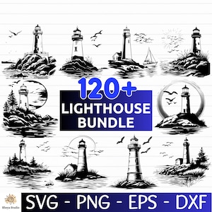 120+ Lighthouse SVG Bundle, Lighthouse Design, Lighthouse Vector - digital download svg, png, dxf, eps, svg files for Cricut