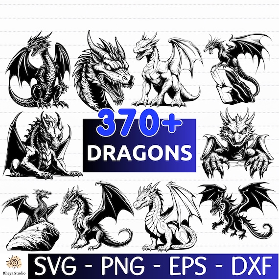 370+ Dragon SVG Bundle, Dragon Vector, Dragon Clipart, Dragon Silhouette - digital download svg, eps, png, svg files for cricut