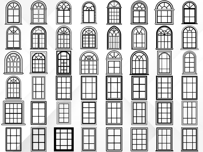 Window Shape Template 100 Window SVG Bundle | Architectural Frames & Vintage Window Shapes ...