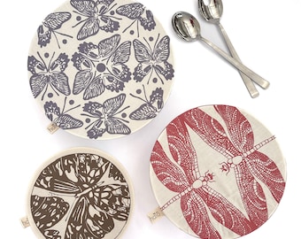 Halo Dish and Bowl Cover Large Set of 3 Butterflies & Dragonflies | Nicole Peach