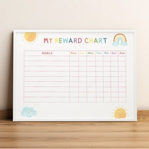 Printable reward chart, Toddler routine sticker chart, Rainbow reward chart for kids, Behaviour chart, Daily chore chart, Preschool chart