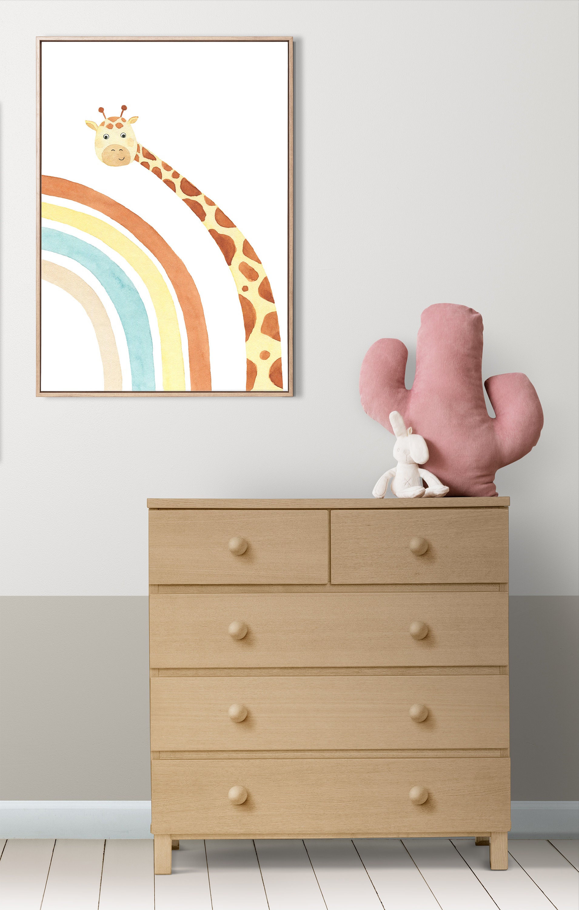 Set of 12 Neutral Nursery Printables, Rainbow Baby Animals Wall Art ...