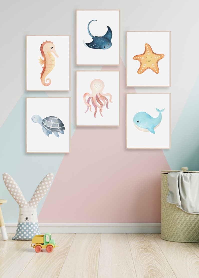 B1ykin 124-teiliges Pinnwand-Dekoset "Unter Dem Meer" - Meerestiere, Fische, Für Klassenzimmer & Kinderparty