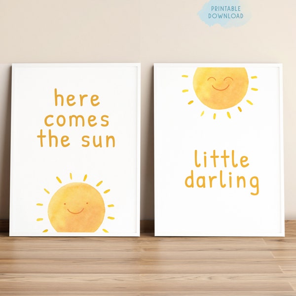 Voici l'art mural imprimable de pépinière de soleil, décor de citation de petite chérie, décor de pépinière neutre de genre, cadeau de douche de bébé, décor de chambre d'enfants